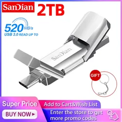 USB 3. 0 2TB Type C To USB Flash Drive Pen Drive 128GB 256GB USB3.0 Memória USB USB 3.0 Memory Stick flash Disk Type-C Pendrive