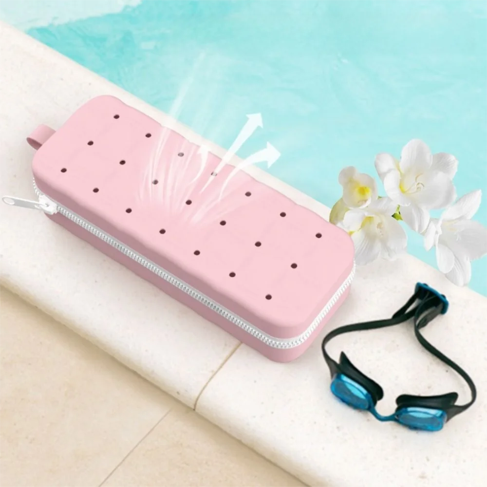 

Large Capacity Silicone Goggles Case Breathable Drain Hole Swimming Glasses Box Waterproof Protective Goggles Organizer