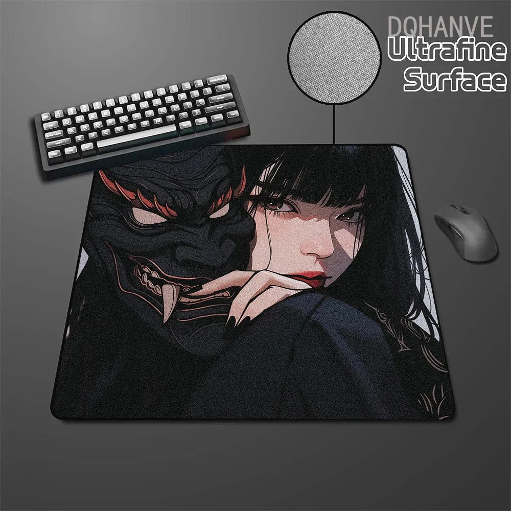 Large Gaming Mousepad Oni Mask Girl Mouse Pad Gamer Speed Keyboard Pads Laptop Carpet Ultra fine surface Large Mouse Mat 40x45