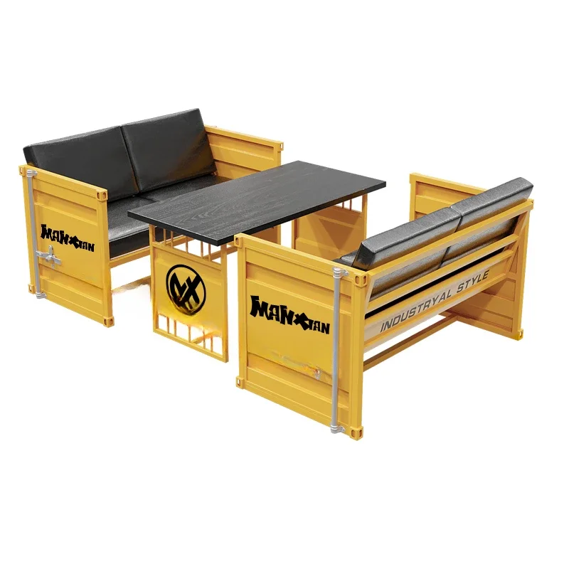 Industrial style table and chair combination Western restaurant Music dining bar Clear bar Pub BBQ shop Cafe Wrought iron booth
