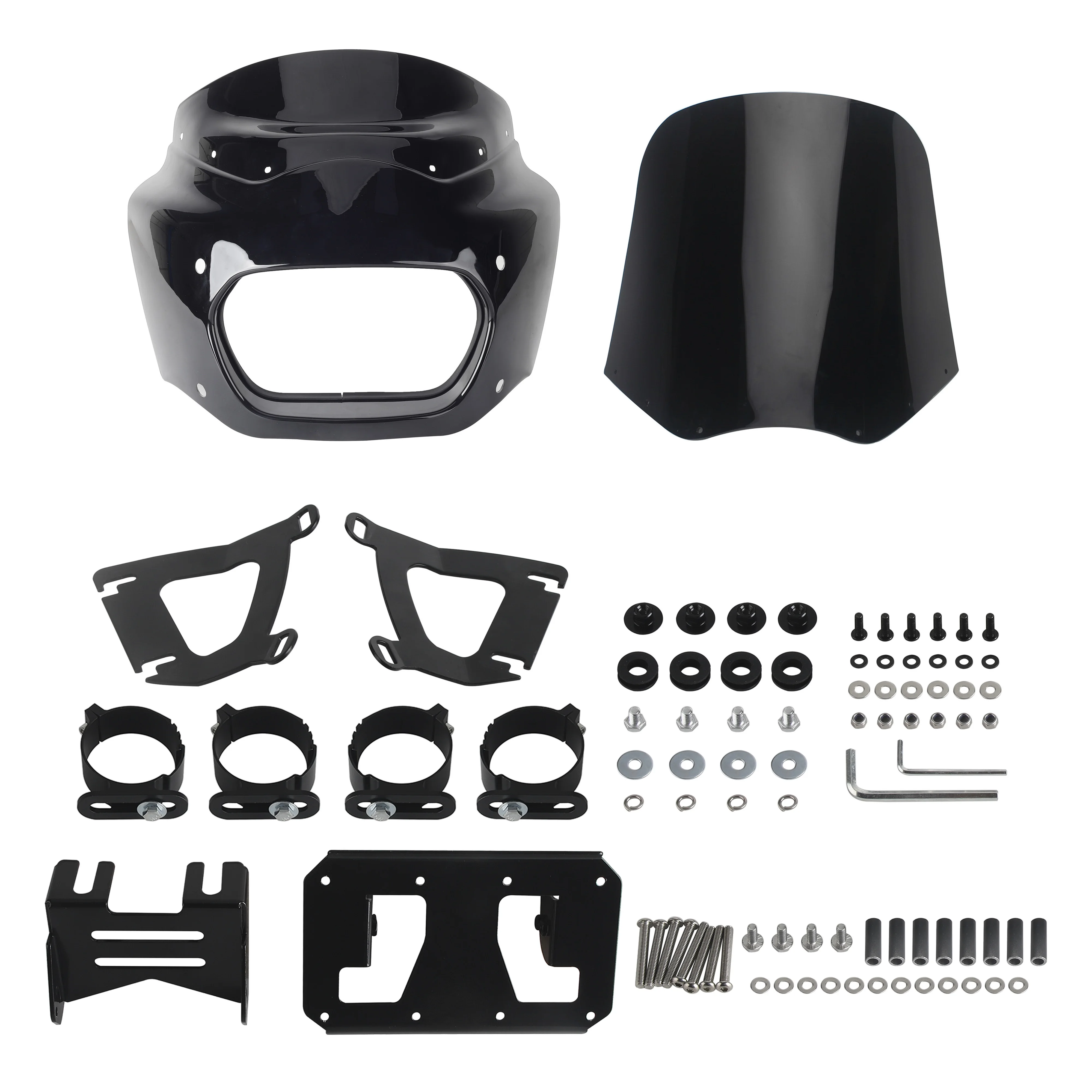 

Front Headlight Fairing Windshield Dual LP4 Lighting Bracket Mounting Kit for Harley Softail M8 Fat Bob 114 FXFB FXFBS 2018-2024