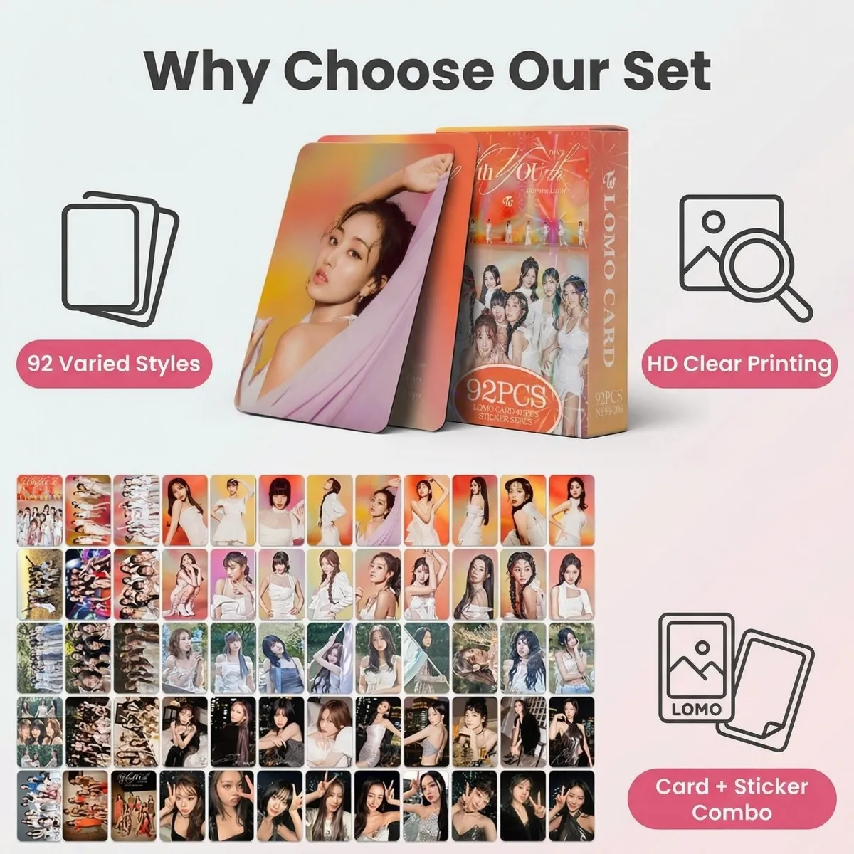 Mercancía Kpop, Set de 92 Tarjetas MOMO con Fotografías Temáticas de la Canción You Th, Mini Álbum BTH, Diseño Individual de 9 Miembros, Coleccionable para Fans