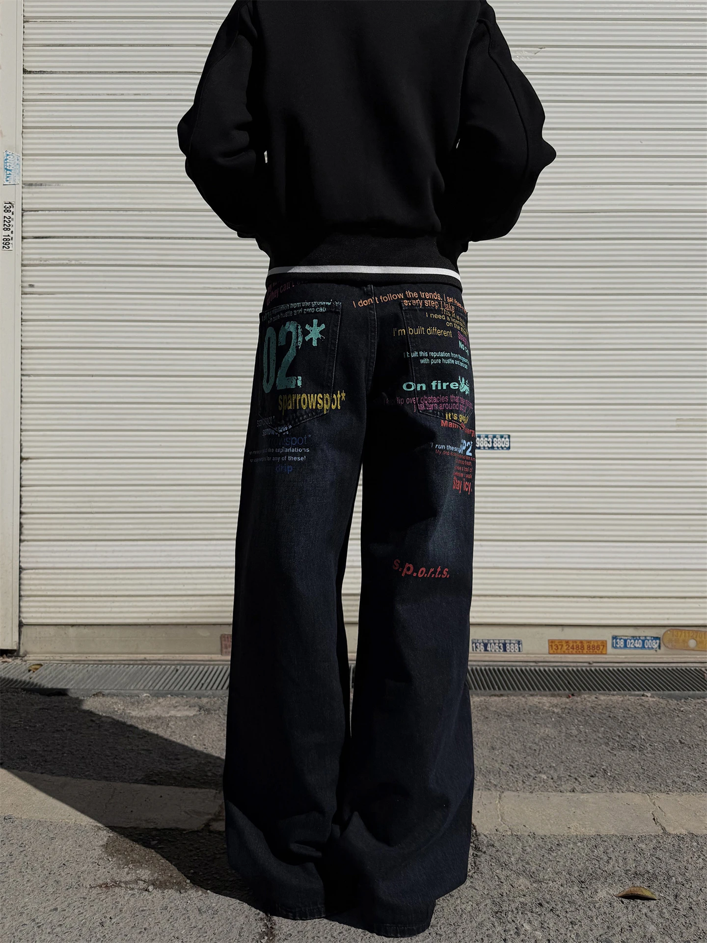 

Американские ретро-джинсы с широкими штанинами, свободные, в уличном стиле, с принтом, повседневные, прямые брюки с надписями