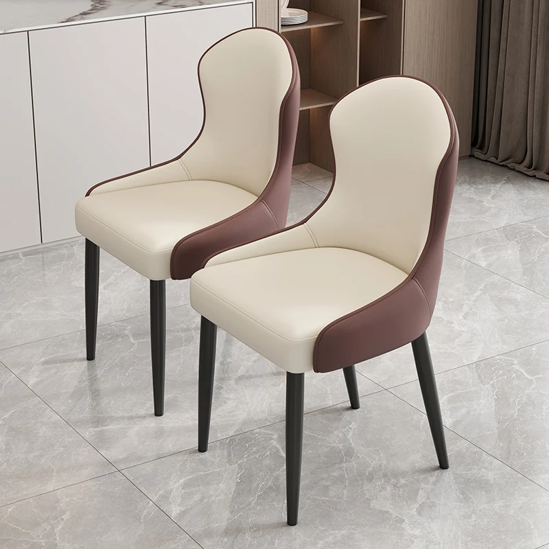 Metalen moderne eetkamerstoelen Woonkamer Design Eetkamerstoel Luxe kunstleer Muebles Para El Hogar meubelen