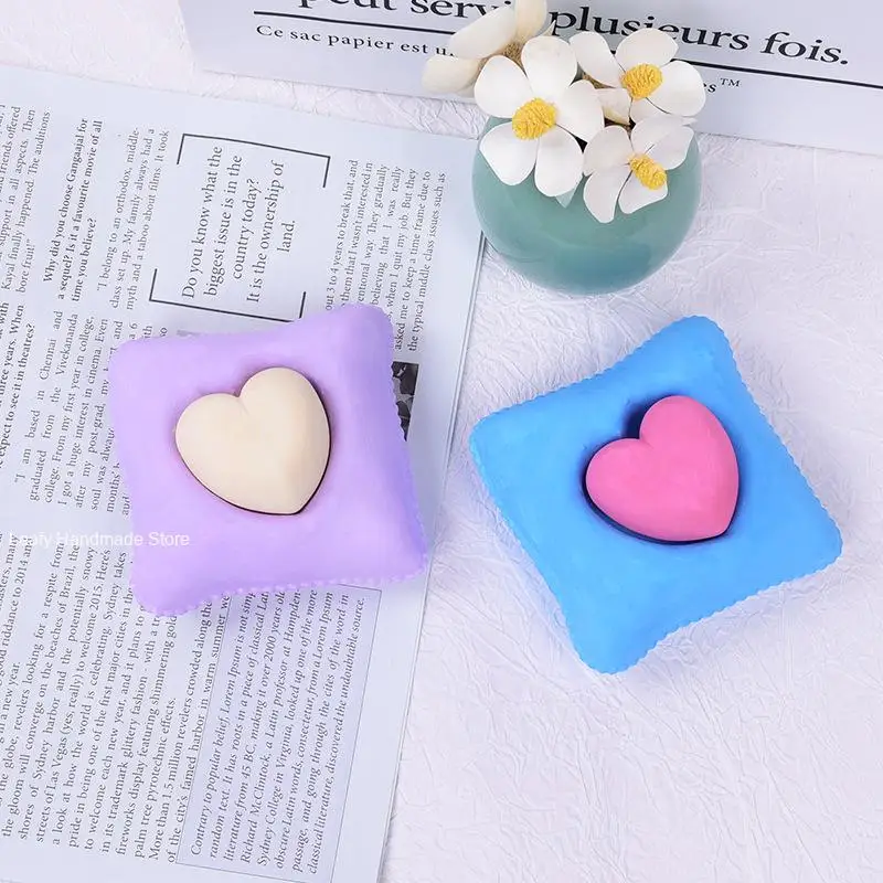 Heart Shaped Pillow Silicone Candle Mold Love Aromatherapy Gypsum Mold Diy Chocolate Cake Baking Mold