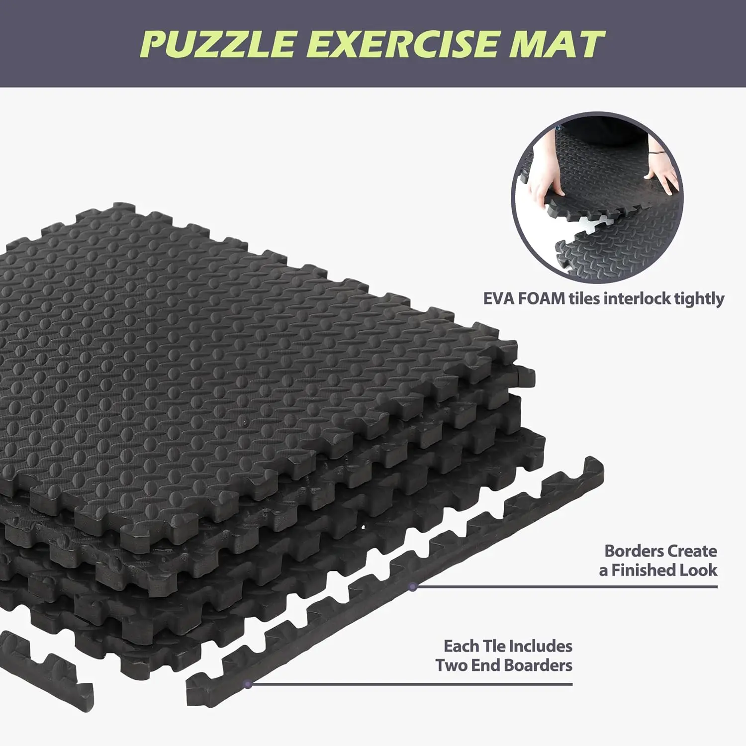 24 Pieces Puzzle Exercise Mat Extra Thick 3/4 Inches EVA Foam Interlocking Tiles Floor Gymnastics Mat Fitness Equipment Mat