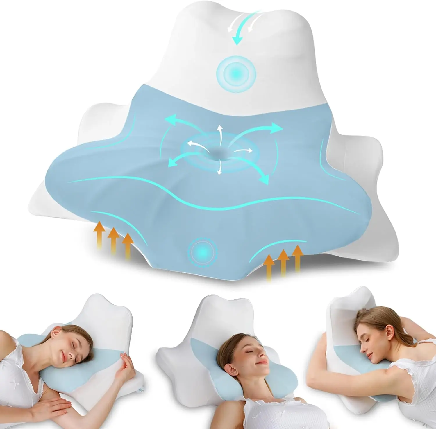 

Подушка для шеи из пены с эффектом памяти для облегчения боли в шее и плечах, эргономичная поддержка спины, боковой, живота синего цвета