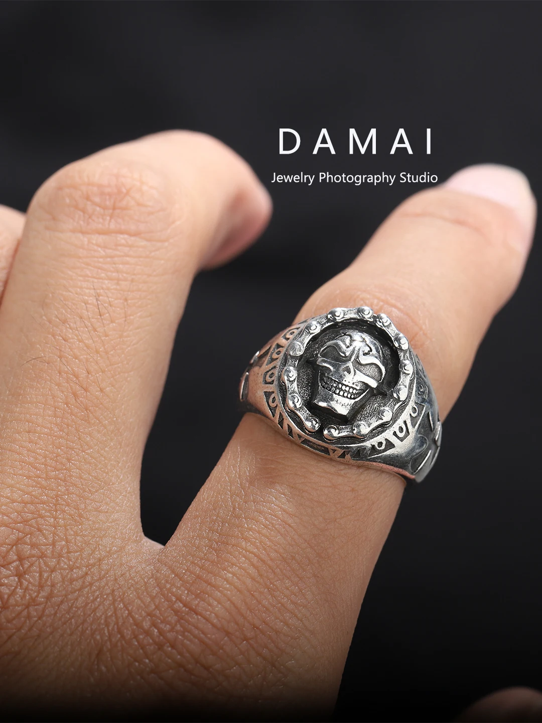 

Retro Skull Head Ring for Men Trendy Unique Design High Street Style Open Finger Ring out Fashion Jewelry Accessories