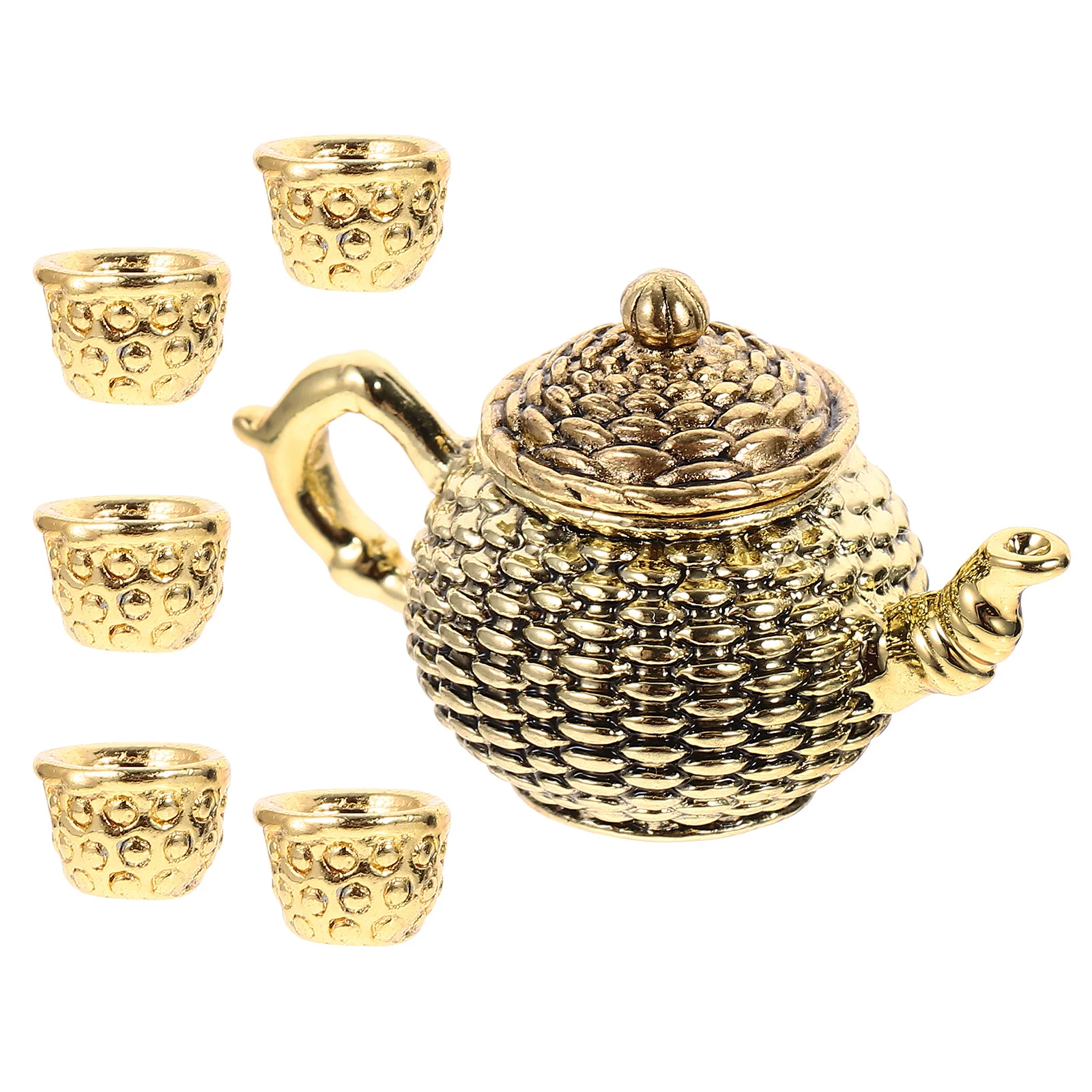6 stks Mini Theepot Set Met Miniatuur Theekopjes Desktop Ornament Voor Speelhuis Keuken Decor Tuin Accessoires Woondecoratie