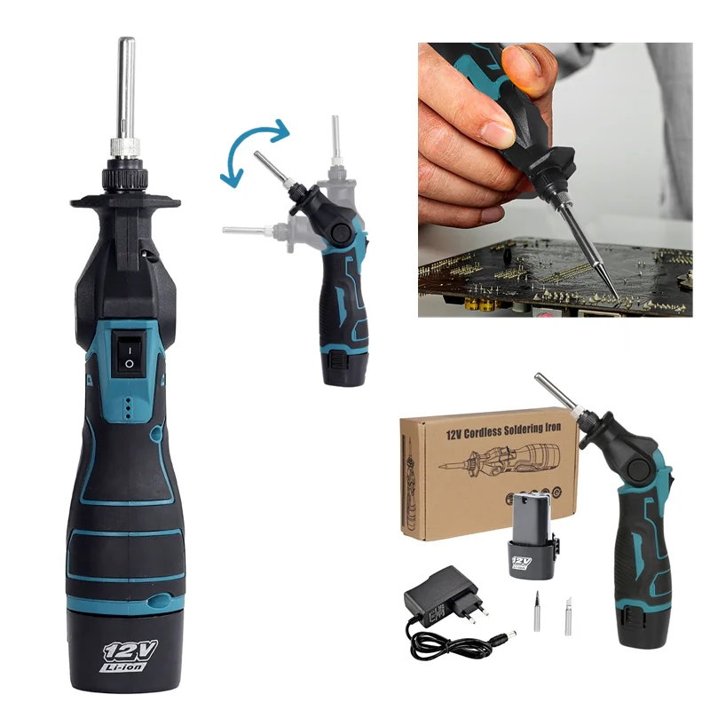 

Electric Soldering Iron Gun Welder Hot Air Gun Heating Welding Machine 400℃ Adjustable Temperature With 1 Battery Charger