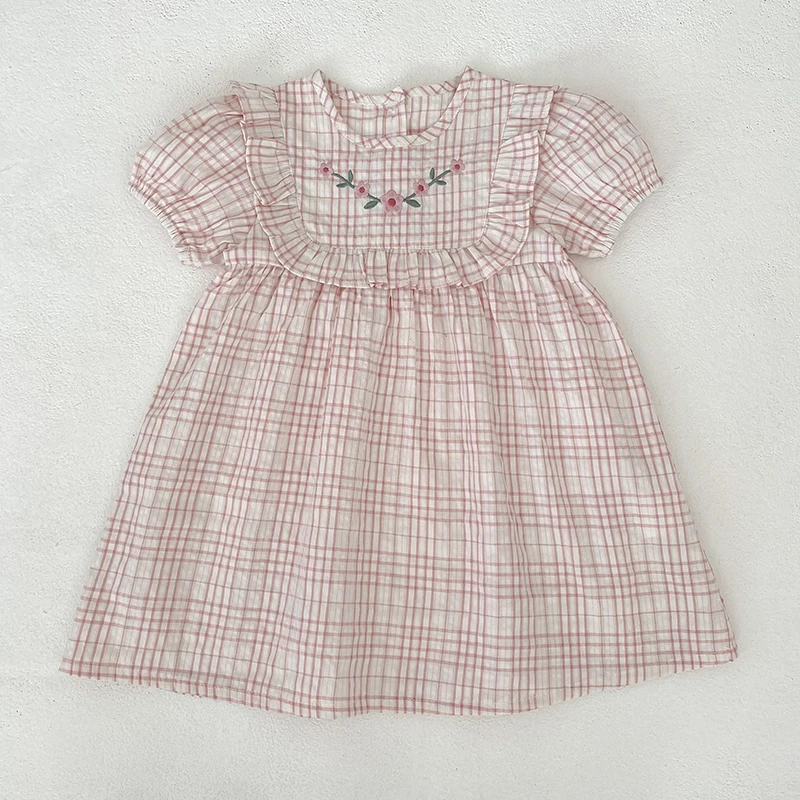 2026 Sommer-Schwesterkleidung 0-24M Baby Mädchen Kurzarm-Body mit Gitter-Stickerei 2-6 Jahre Süße Partykleider für Kinder – Detail 18