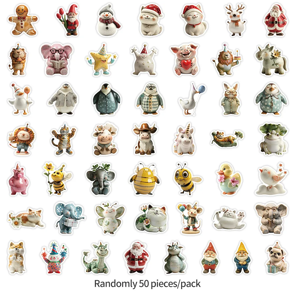 10/30/50PCS Retro Ceramica Giocattoli Animale Del Fumetto Adesivo FAI DA TE Del Telefono Del Computer Portatile Bagagli di Skateboard Graffiti Decalcomanie Divertimento per il Regalo