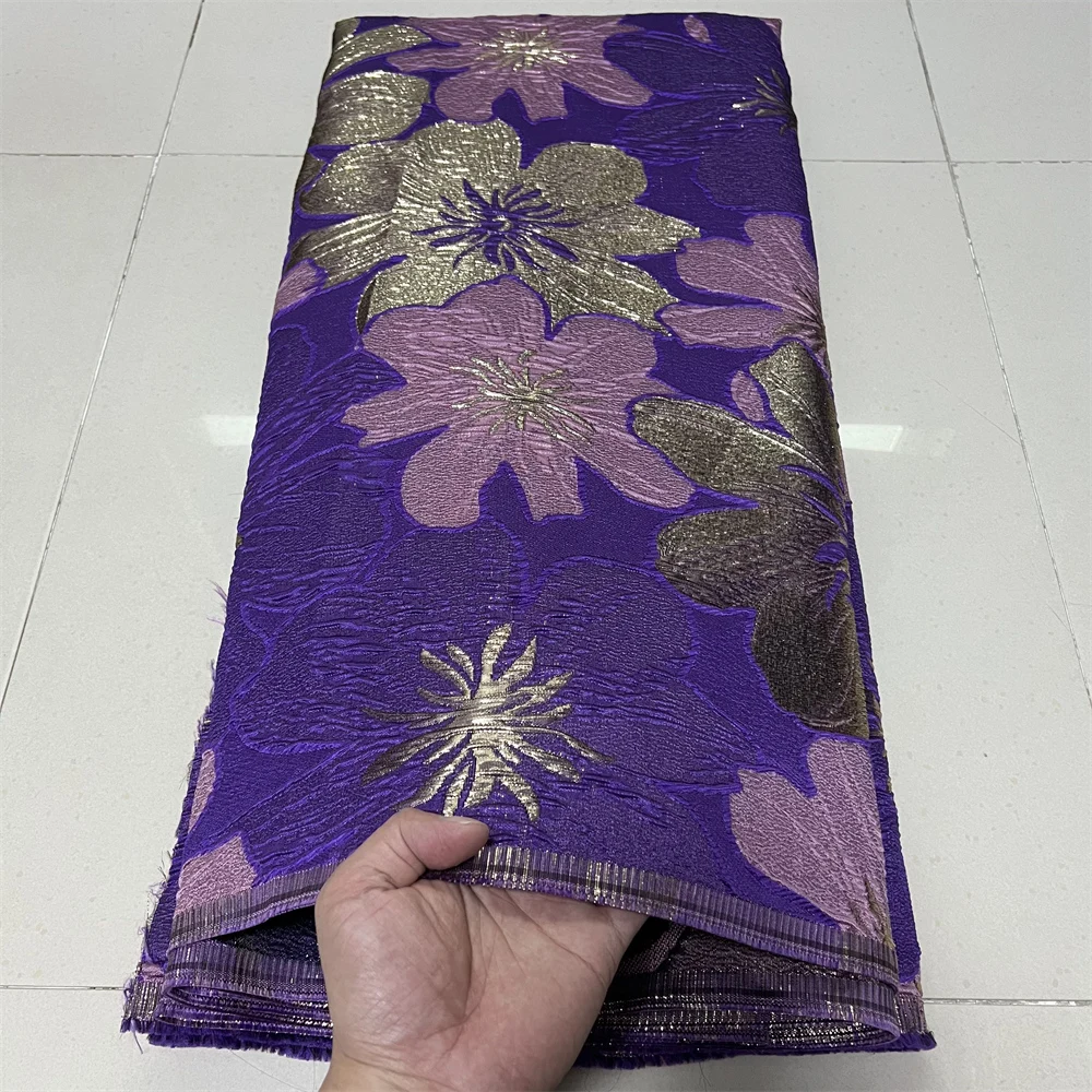 

2025 High Quality African Nigerian Tulle Lace Fabric,Organza Embroidery Guipure Party Gown Dress Brocade Jacquard 5Yard YXZ184