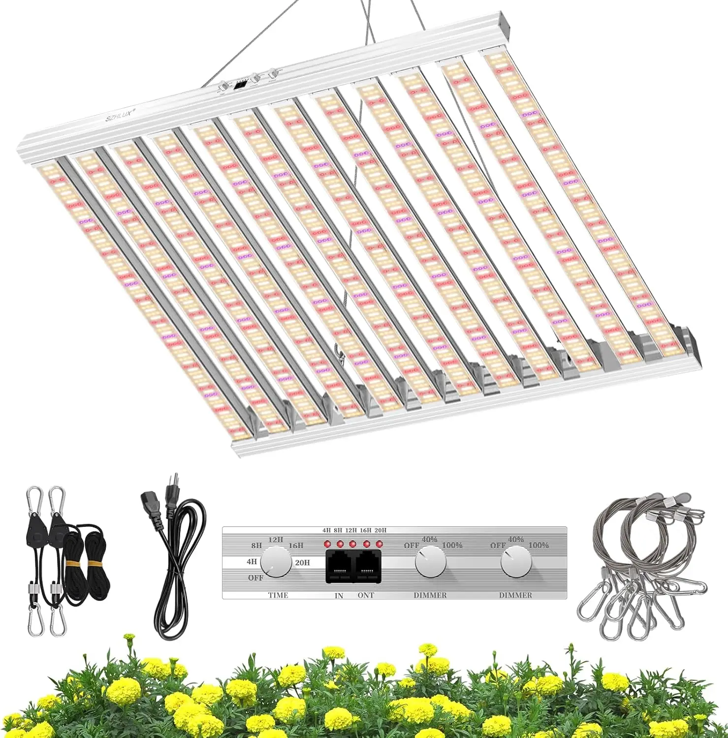 SZHLUX 840 واط LED تنمو ضوء ديزي سلسلة عكس الضوء الطيف الكامل تنمو أضواء للنباتات الداخلية، 44 × 44 بوصة حجم الدفيئة LED