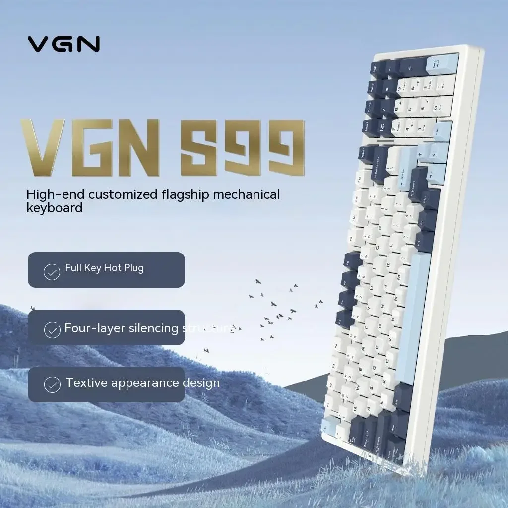 VGN S99 Wireless Mechanical Keyboard Three Mode Dynamic RGB Hot Swap 99 Keys Gaming Keyboard 6000mAh GASKET Structure PC Office