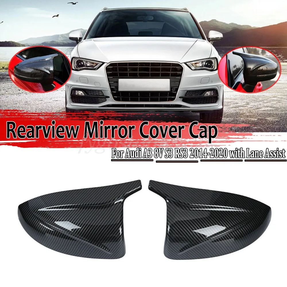 

Подходит для Audi A3 S3 RS3 2014-2020, 1 пара клипсовых крышек бокового зеркала с упором полости, углеродное волокно OEM 8V0857527E 8V0857528E