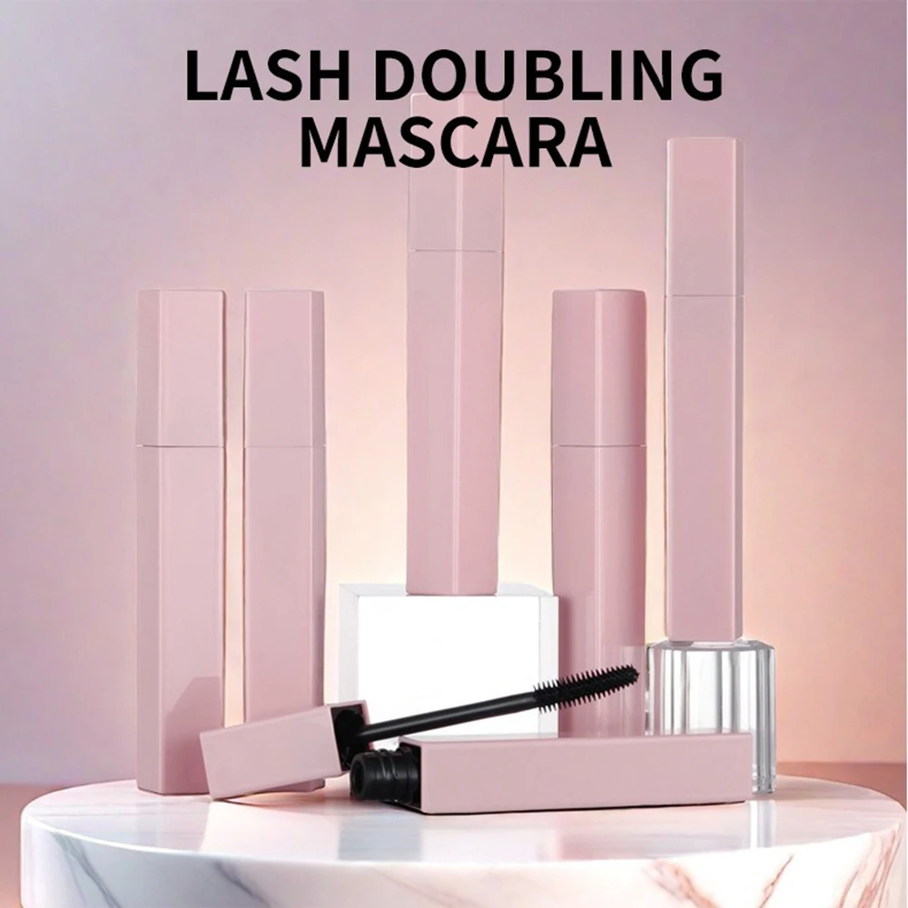 Private Label Mascara Aangepast logo Vierkant Roze buis Langdurige bulk Mollig Verdikking Niet-vlekkerig Waterdicht Verleng krullende make-up