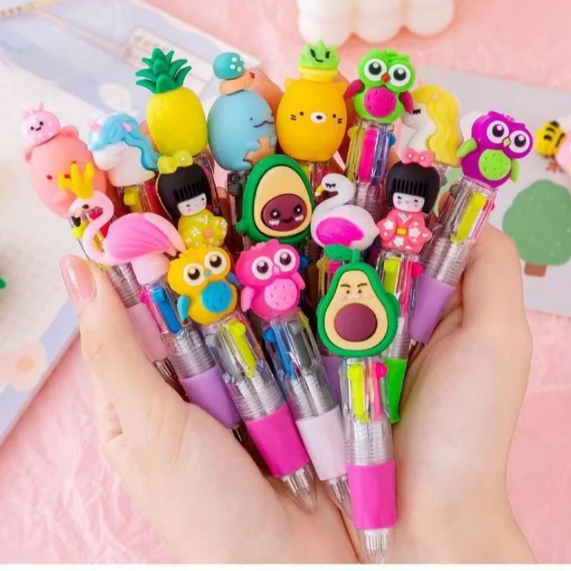 8-Pack of Random Styles, Mini Retractable Gel Pens, 4-Color Ballpoint Pens, Cute Cartoon Signature Pens, Creative Pocket Pens, Smooth Writing, Non-Stop Ink Flow, No Jamming, Essential for Study and Office Use