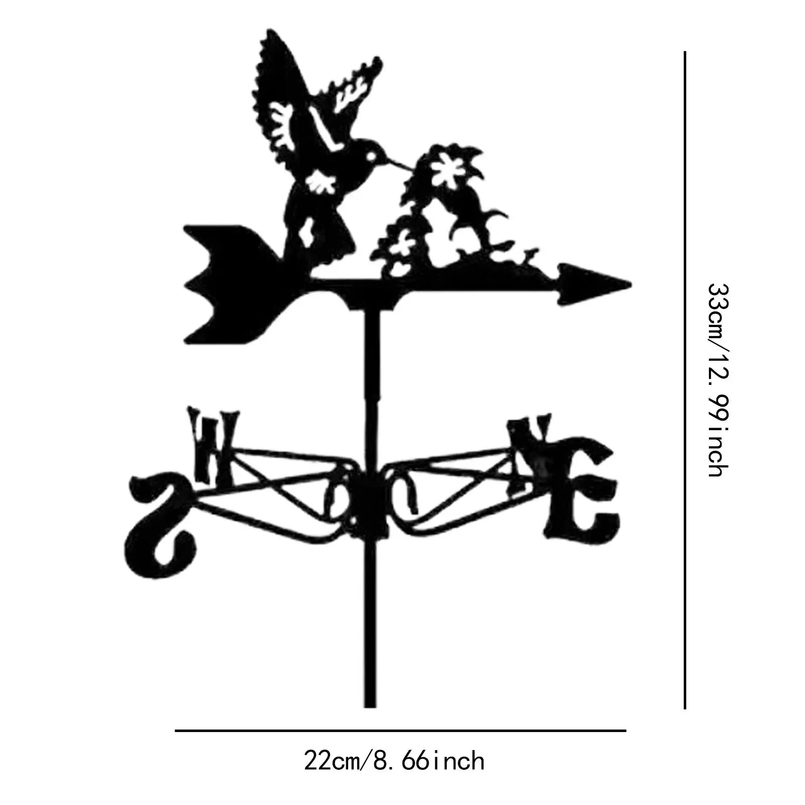 Bird Metal Weathervane Wind Direction Indicator for Courtyard Garden
