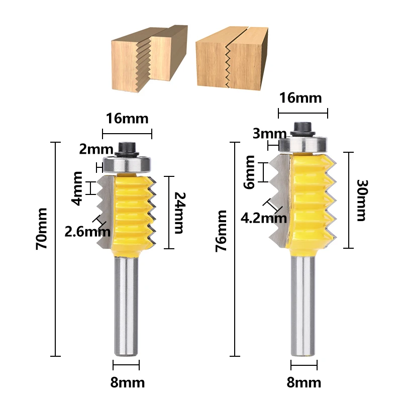 Finger Joint Router Bit 8mm Schaft Zapfen Cutter Erhöhten Panel V Joint Router Bit für Holz Zapfen Holz Holz router Bit – Detail 4