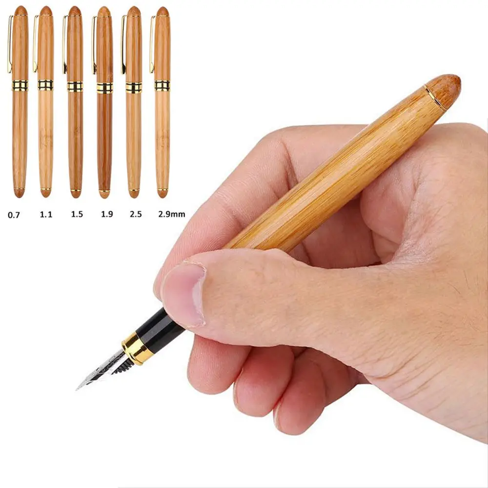 Bamboo Calligraphy Art Fountain Pen Broad Stub Chisel-pointed Nib 0.7mm-2.9mm Writing Tool