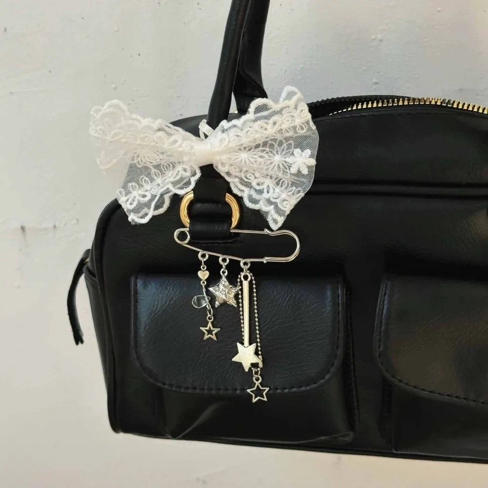 الجمالية Y2k القوطية ستار بروش كليب حقيبة سحر فريد المشبك مطرز حقيبة دبابيس الشنق دبوس الأمان مطرز بروش ظهره #2