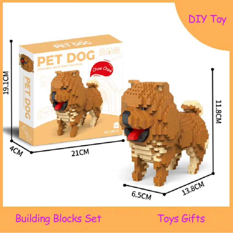 Chow chow Building Blocks Toy Set Creative Assembly Model Cute Puppy Constructor Bricks Birthday Gifts