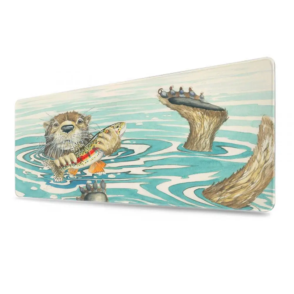 Cute cartoon otter Mousepad Mouse Mat With Pad gaming accessories Prime Gaming XXL Keyboard Pad Stitch Padding Mat