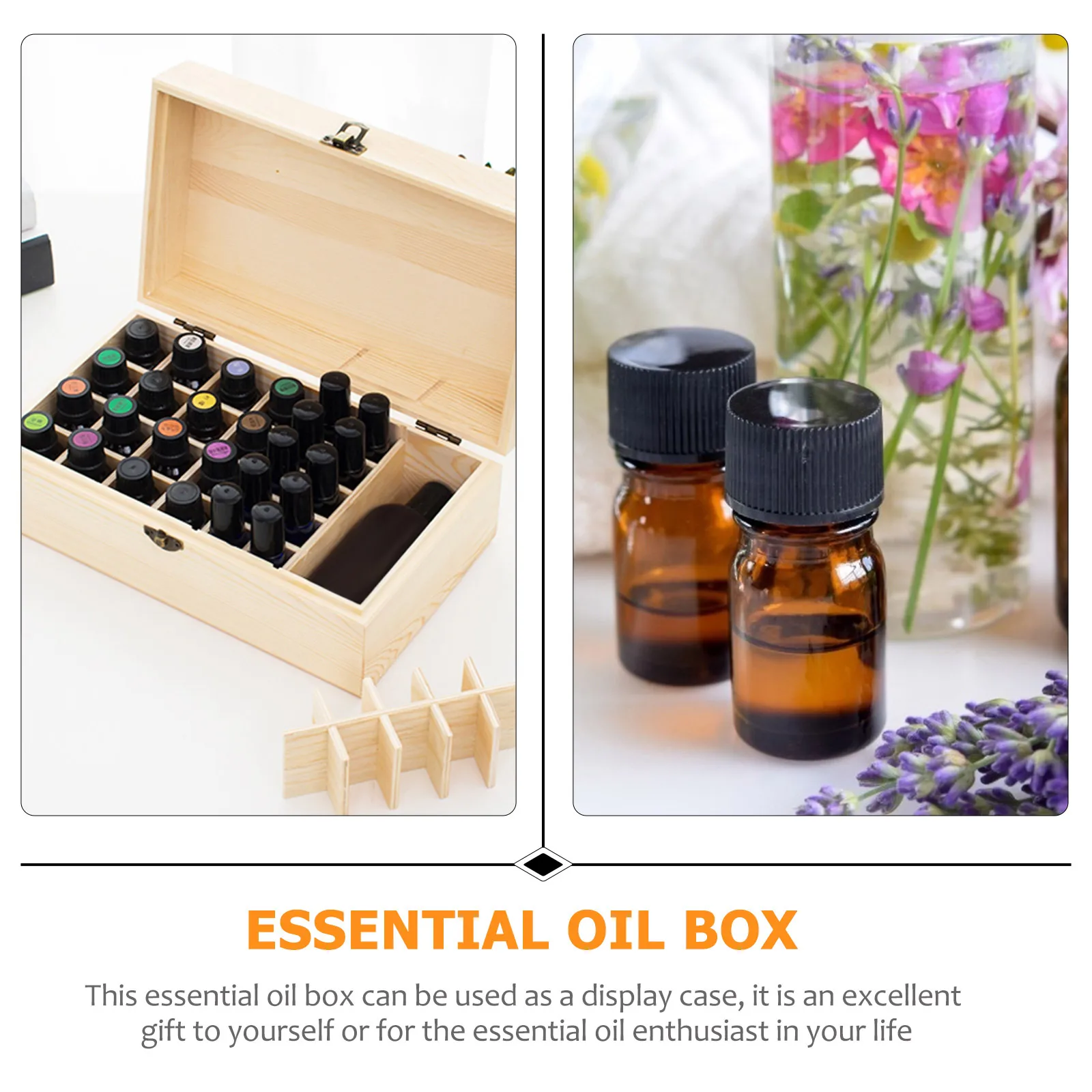 

Wooden Essential Oil Box 36 Slots Storage Organizer for Bottles Travel Display Rack Case Holder Makeup Brush Container