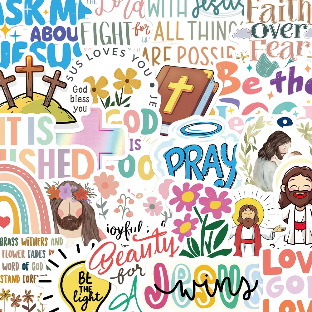 

52PCS Jesus Christian Stickers Colorful Graffiti Decals For Laptop Luggage Skateboard Notebooks Fridge Cartoon Stickers Toy Gift