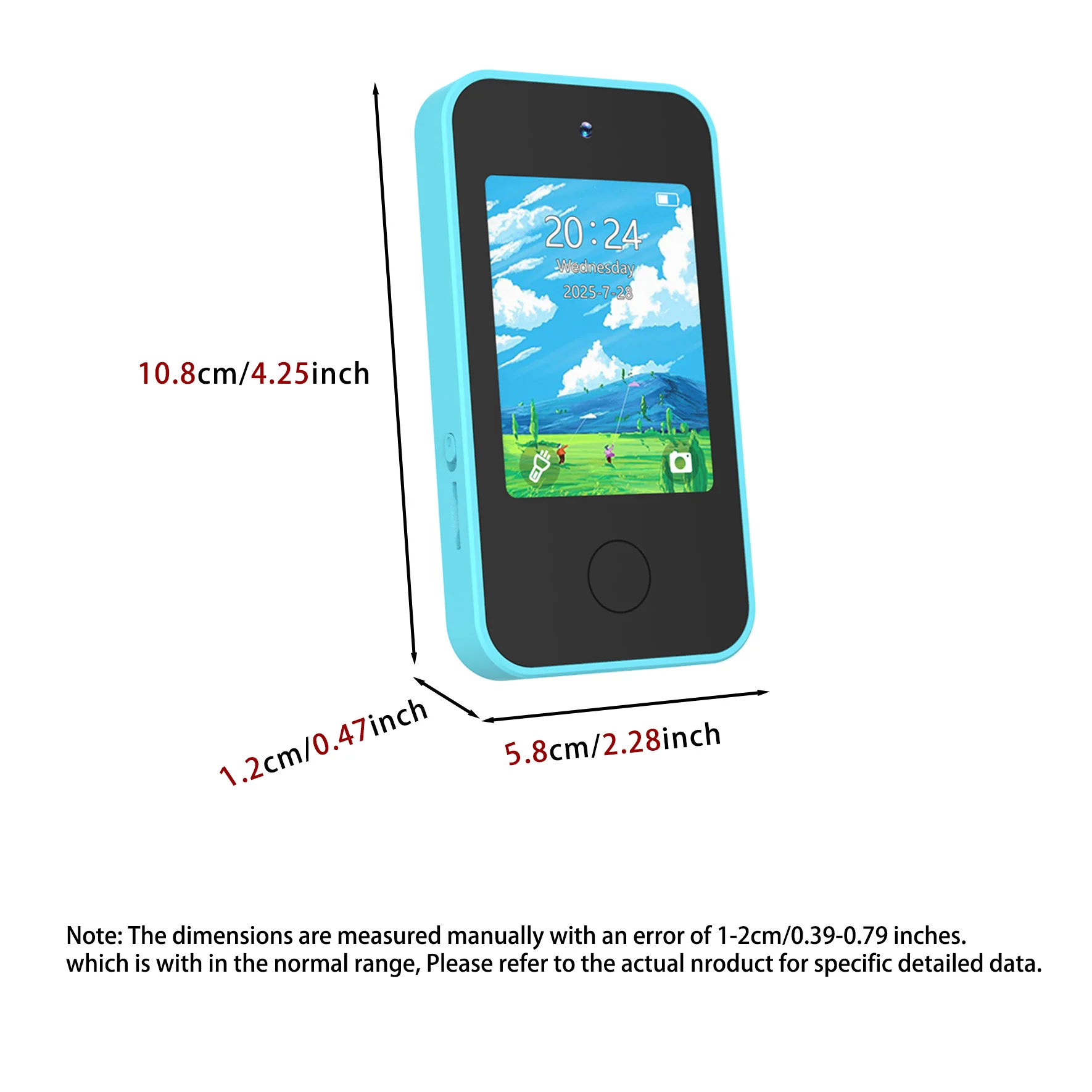Smartphone pour enfants, double caméra, écran tactile 2,8 pouces, écran tactile, batterie rechargeable, jouet éducatif et lecteur de musique, cadeau