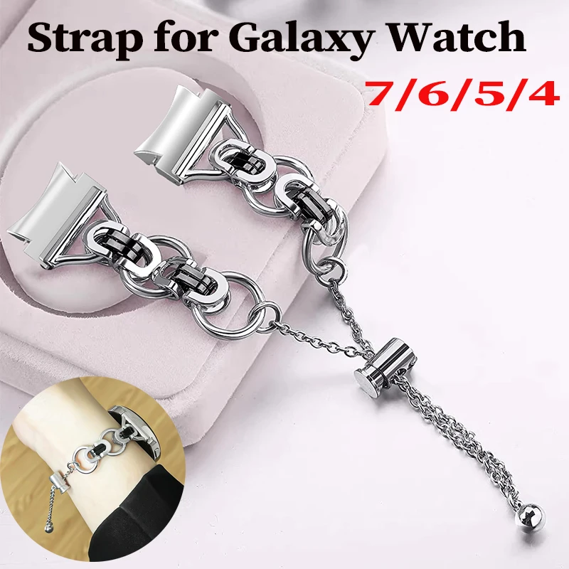 

Ремешок из нержавеющей стали без зазоров для Samsung Galaxy Watch7/FE/5 Pro/6/4 classic 44/40 мм для Galaxy7 6 5 4 44 40 мм 5 Pro 45 Браслет