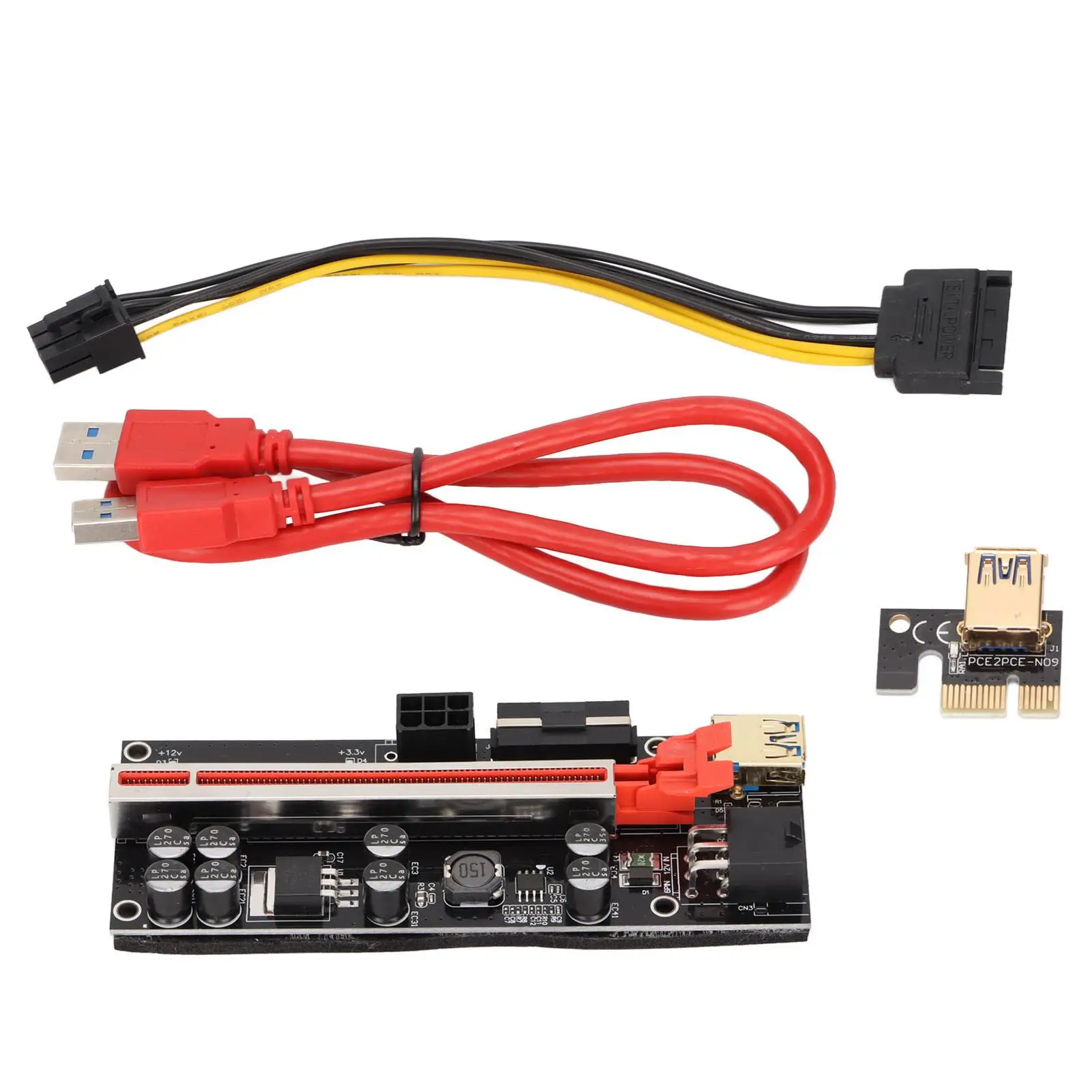 PCIe Riser Adapter Card 1X to 16X Easy Operation High Conversion Efficiency with 4 FP Capacitors