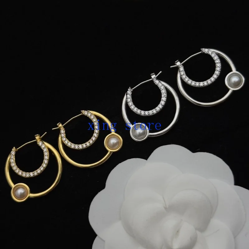 2024 Fashion New Sweet and Romantic Round Cut Crystal Inlaid Women's Earrings