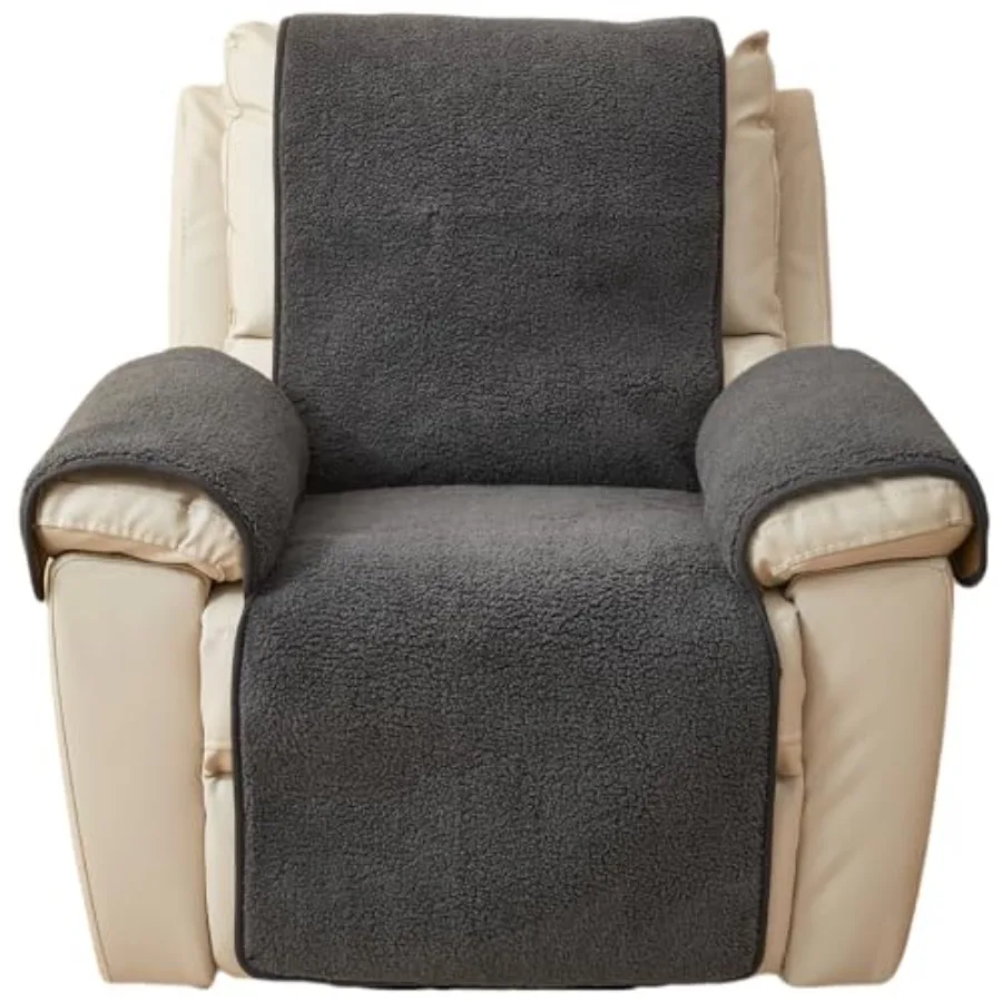 

Plush Sherpa Fleece Recliner Chair Cover Soft Warm Sofa SlipcoverWashable for Reclining Sofa Furniture Protector Non Slip