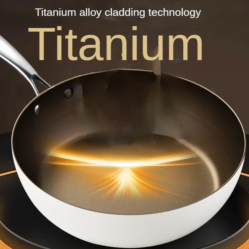 

Titanium Wok Pan Frying Pan Less Fume Cooking Pot Non StickSuitable for All Kinds of Stoves Pans Cookware Non Stick Pan