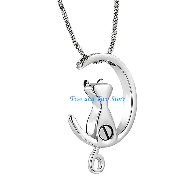 

HX6F Beautiful Memorial Jewelry For Lost Pets Featuring Moon Pendant To Store Ashes Or Hair In Sturdy Stainless Steel
