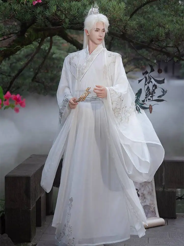 Новая рубашка Hanfu для женщин и мужчин унисекс с облаками на плечах, черно-белая струящаяся рубашка с большими рукавами, вышивка феизма, прозрачное и ощущение холода