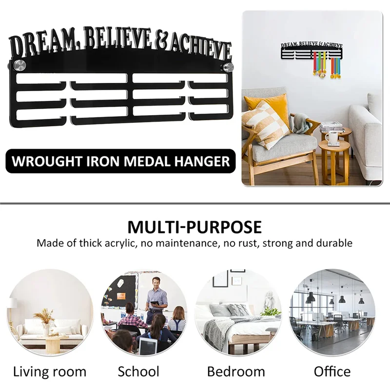 

ABWP-Medal Display Hanger Wall Mounted Stainless Steel Bracket Home Office Decoration Hanging Holder Wall Hooks 1 PCS