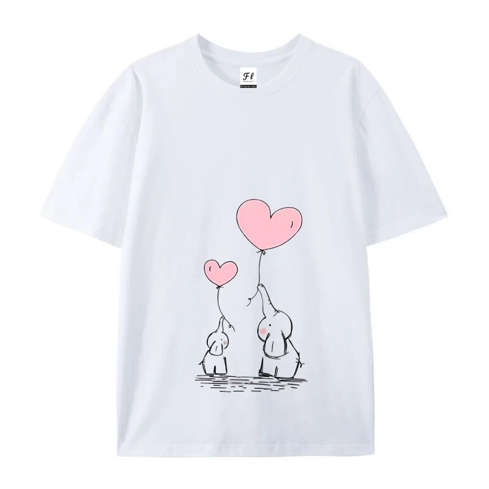 2024 sommer Lustige kurzarm t-shirt ballon Druck Frauen t shirt Plus Größe Casual Tops t-shirts Kawaii nette Elefanten