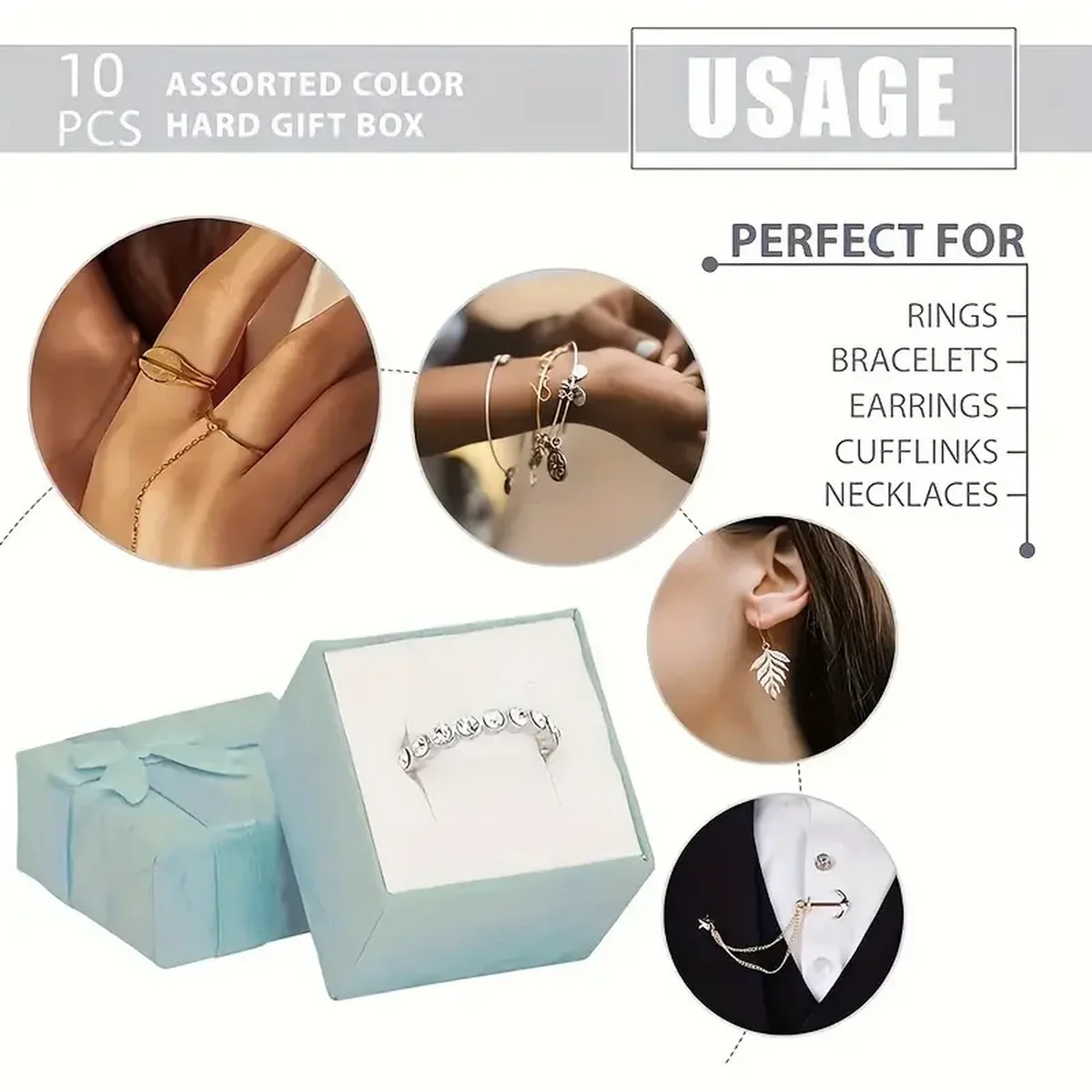 مجموعة علب هدايا المجوهرات - صندوق ورقي على شكل قلادة وأقراط وخاتم وسوار مع تغليف شريطي لعرض هدايا تزيين الزفاف