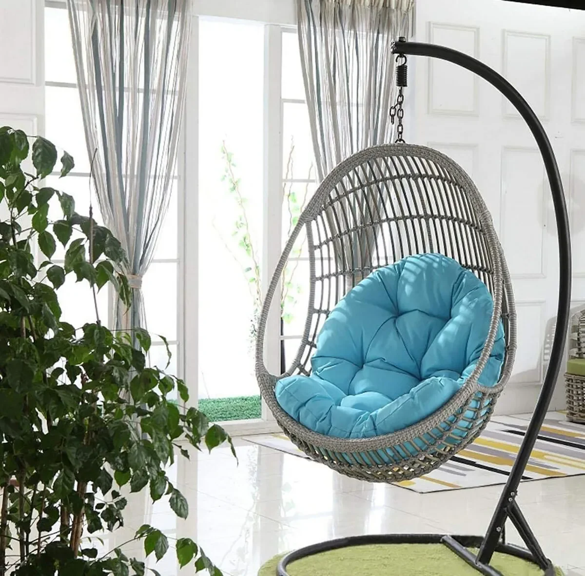 【Cushion Only】Round Hanging Egg Hammock Chair, Swing Seat Cushion, Thick Nest, Back for Indoor and Outdoor Patio