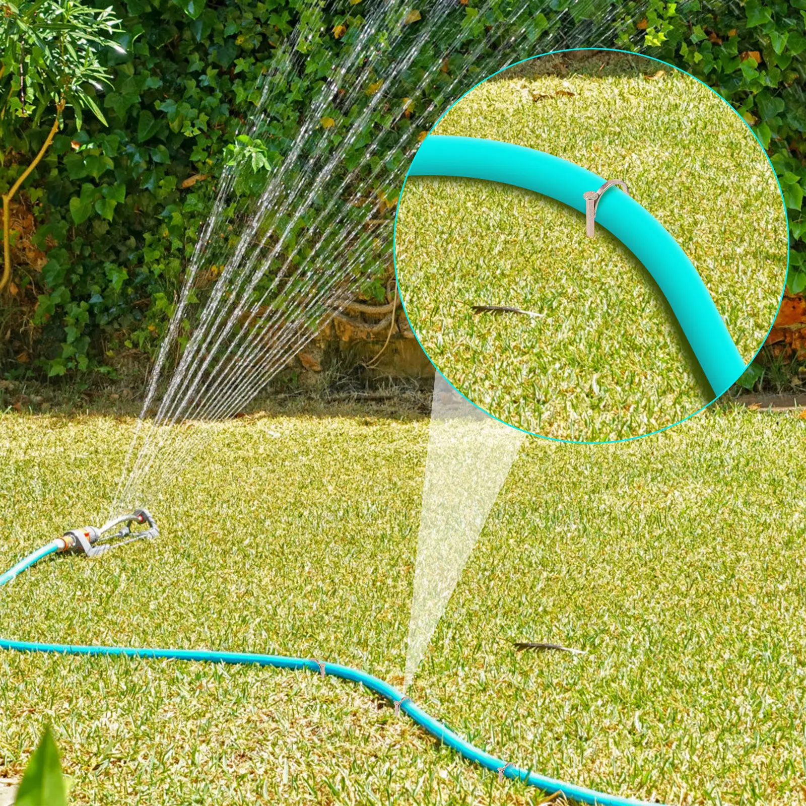 20Pcs Weather Resistant Water Fixing Hook High Strength Steel Nail for Securing Garden Irrigation Pipes Outdoor Clamp Solution