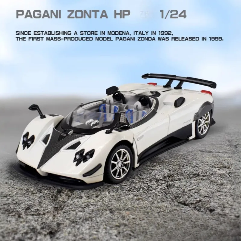 จําลอง 1:24 Pagani Zonda HP Barchetta Supercar รถรุ่นเสียงและแสงดึงกลับรถเด็กของเล่นของขวัญวันเกิด