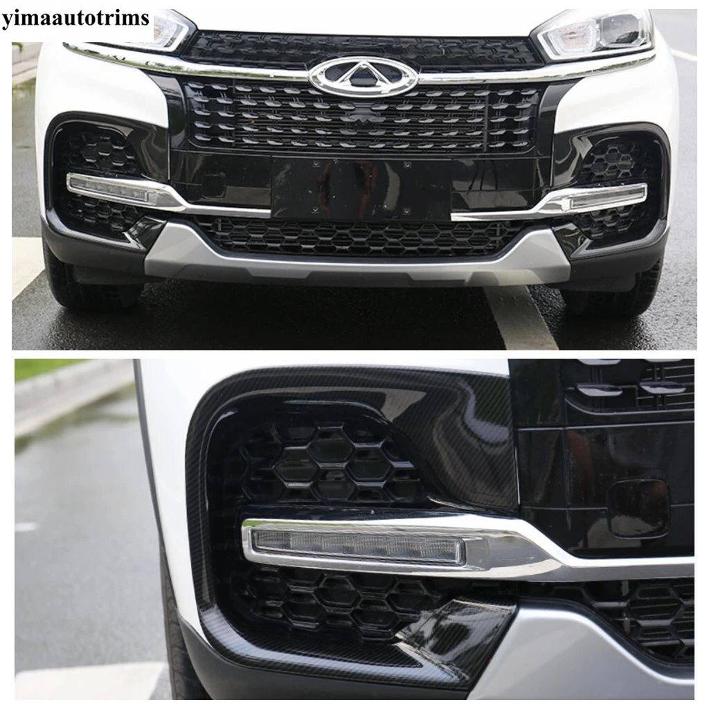 Car Front Fog Light Lamp Frame Decoration Cover Kit Trim ABS Chrome Accessories Exterior For Chery Tiggo 8 2018 2019 2020