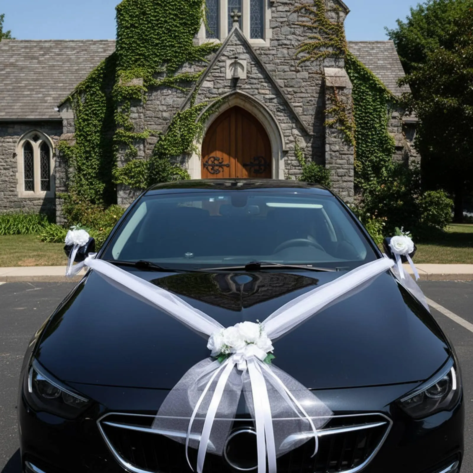 Set di Decorazioni per Auto da Matrimonio con Fiori Artificiali Realistici, Kit di Decorazione per Auto da Matrimonio, Facile Installazione, Accessori