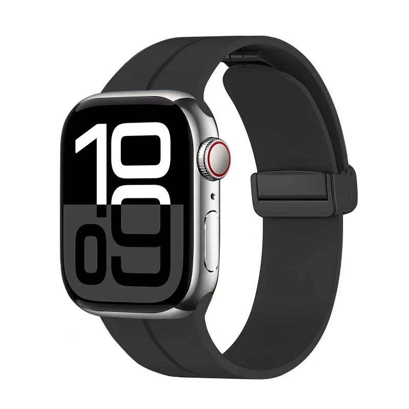 สายแม่เหล็กสำหรับสายนาฬิกาแอปเปิ้ลวอทช์ 46 มม. 45 มม. 44 มม. 49 มม. 42 40 41 สายซิลิโคน Correa iWatch Series 10 9 8 SE 7 6 5 Ultra 2