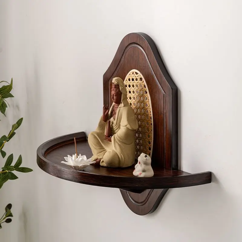 Guofeng antique octagonal solid wood Buddha wall hanging table carved back plate moisture-proof and anti-corrosion