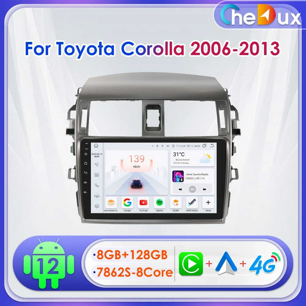 

Chedux 2Din 9inch Android Auto Car Radio for Toyota Corolla E140 E150 2006 - 2013 Multimedia Navi GPS BT SWC RDS DSP CarPlay