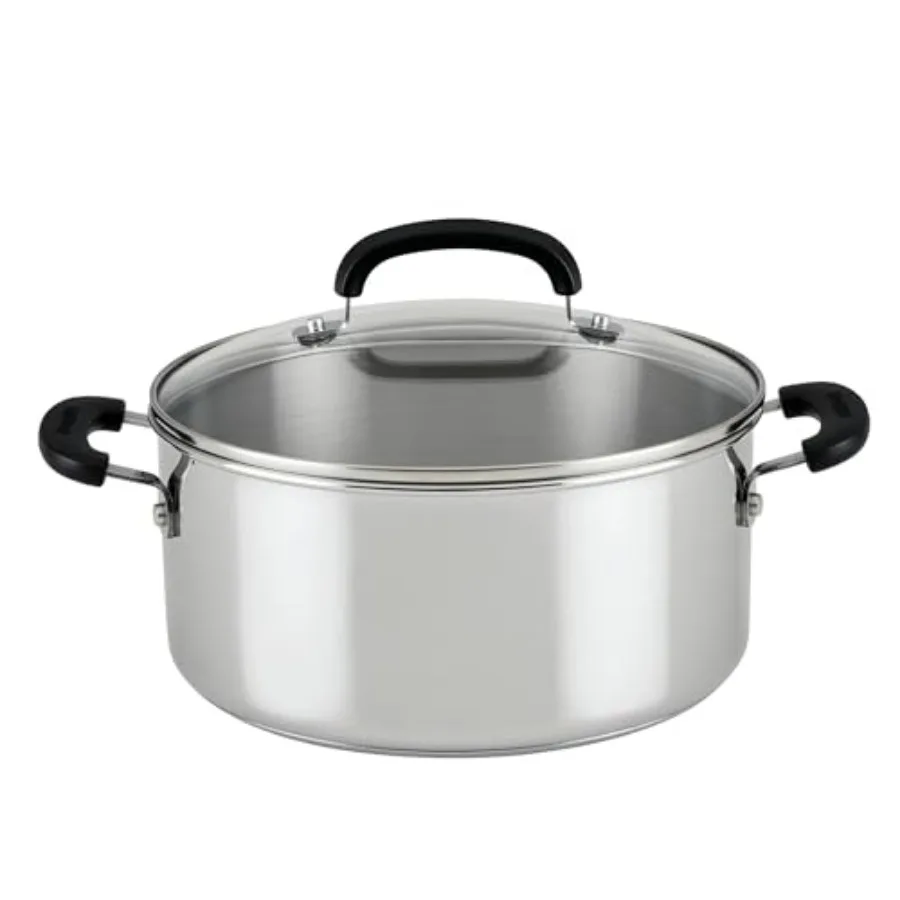 

Brilliance Stainless Steel Dutch Oven/Casserole Pan with Glass Lid 5 Quart Dishwasher Safe and Induction Ready Compatible with